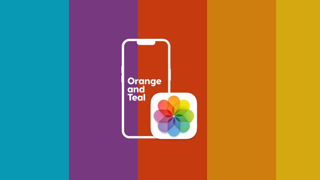 Orange and teal look in Photos app for iPhone and iPad.