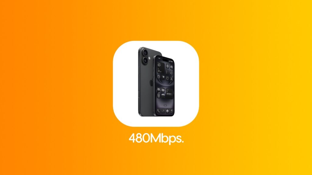 iPhone 16 has a 480Mbps USB-C port.