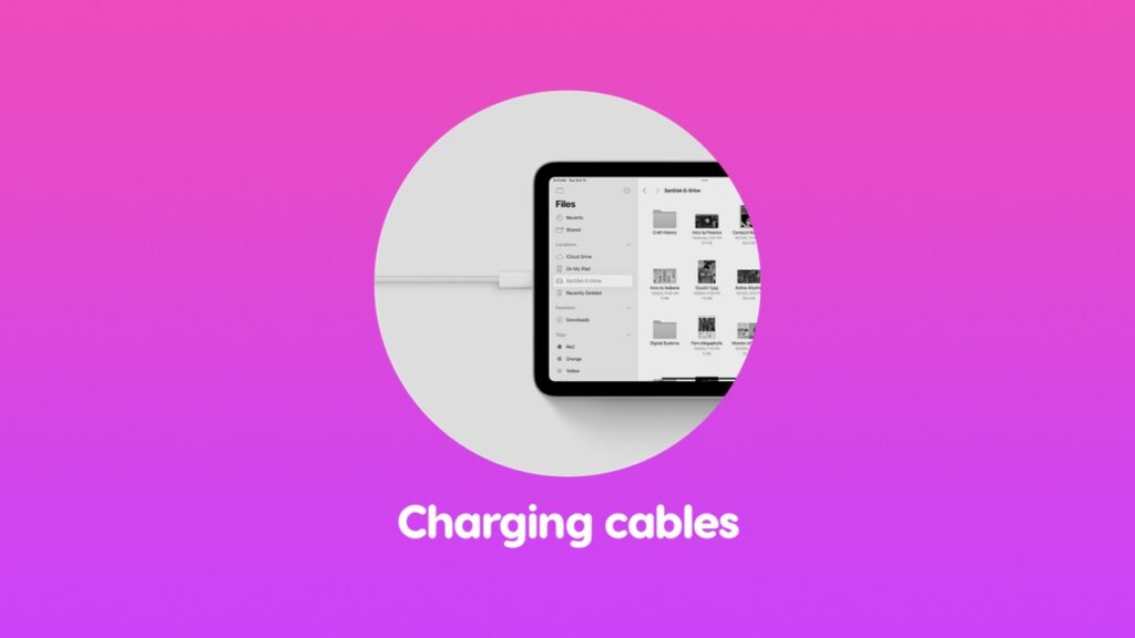 USB-C charging cables for iPad mini 7.